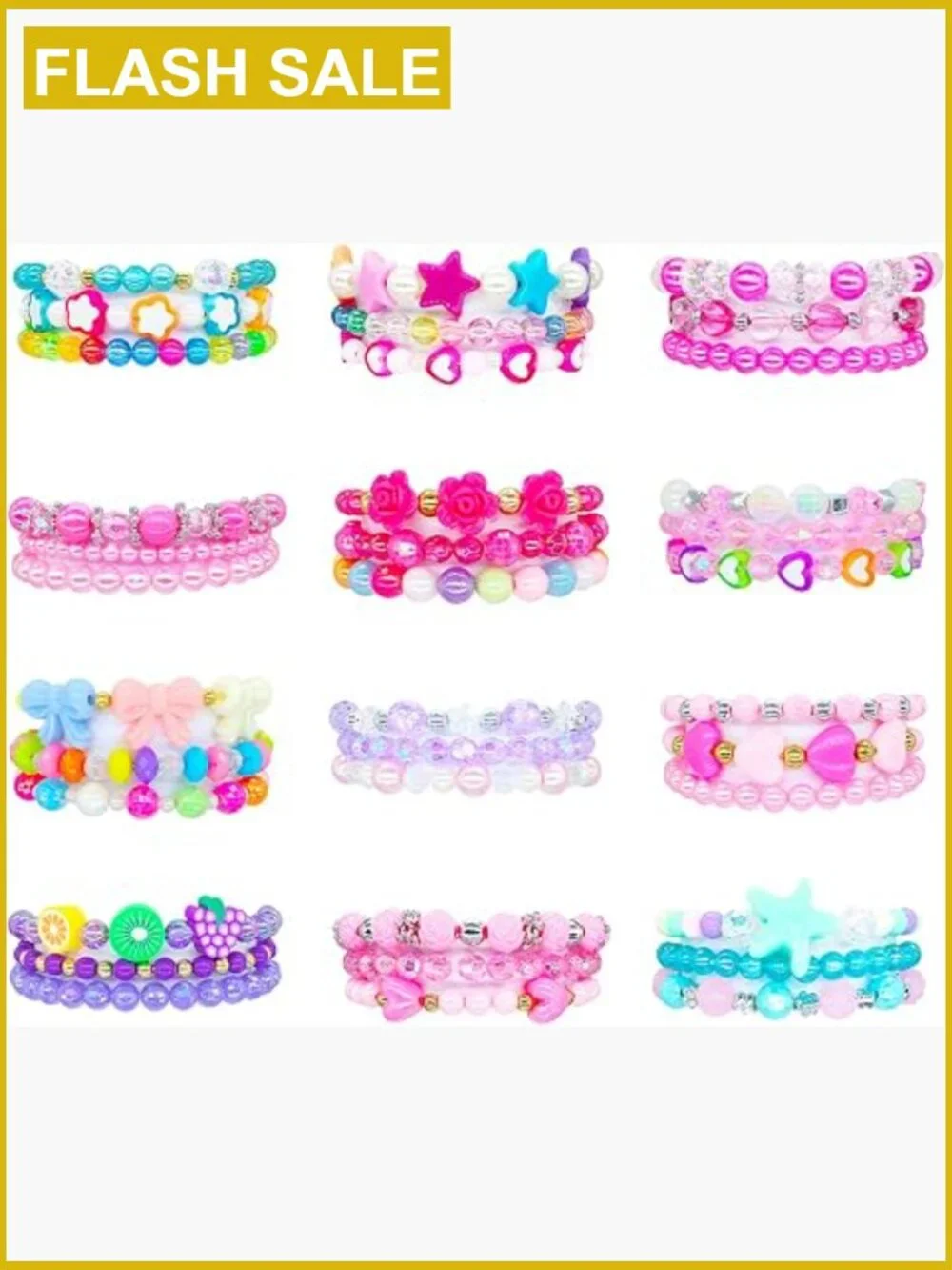 36pc Beaded Bracelet Value Set Kids Party Favor Pretend Play
